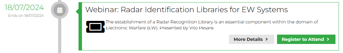 Webinar about Radar Identification Libraries for EW Systems